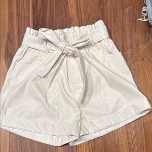 Fantastic Fawn High Waist Cream Shorts with Bow Tie